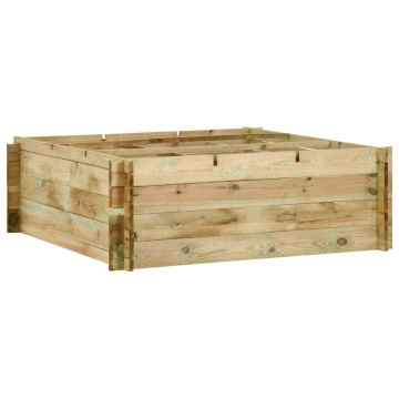 Strat înălțat legume grădină, 120x120x40 cm, lemn de pin tratat - Img 1