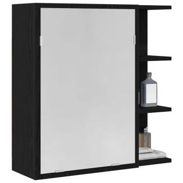 <strong>Cabinet cu oglindă pentru baie Negru Stejar 62,5x20,5x64cm Lemn prelucrat</strong> - Img 3