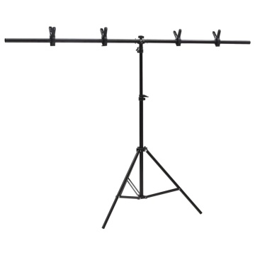 Suport de fundal în formă de T, negru, 151x60x(70-200) cm - Img 2