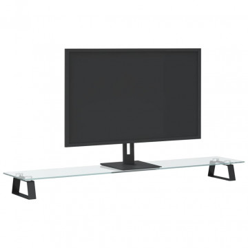 Suport de monitor, negru, 100x20x8 cm, sticlă securizată/ metal - Img 3