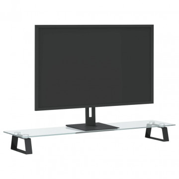 Suport de monitor, negru, 80x20x8 cm, sticlă securizată/ metal - Img 3