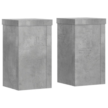 Suport de plante, 2 buc., gri beton, 10x10x18 cm lemn prelucrat - Img 2