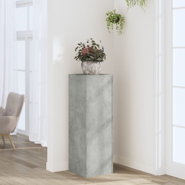 Suport de plante, gri beton, 33x33x100 cm, lemn prelucrat - Img 1