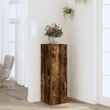 Suport de plante, stejar fumuriu, 33x33x100 cm, lemn prelucrat - Img 1