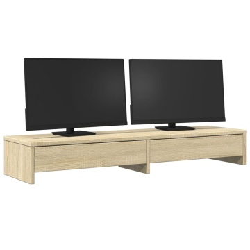 Suport monitor cu sertare, stejar sonoma, 100x27x15 cm, lemn - Img 3