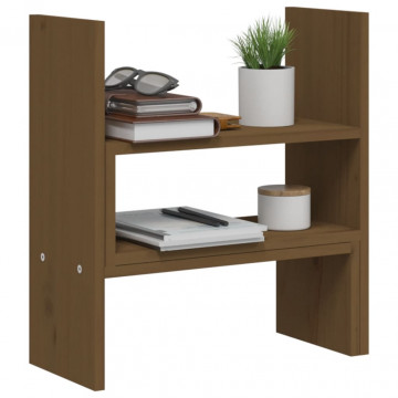 Suport monitor, maro miere, (39-72)x17x43 cm, lemn masiv pin - Img 8