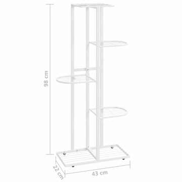 Suport pentru flori cu 5 niveluri, alb, 43x22x98 cm, metal - Img 6