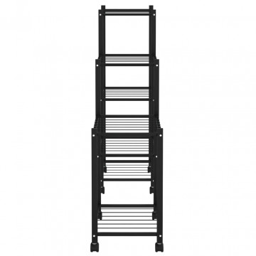 Suport pentru flori cu roți, 83x25x83,5 cm, negru, fier - Img 4