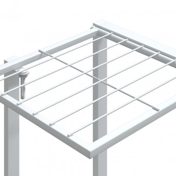 Suport pentru flori cu roți, 94,5x24,5x91,5 cm, alb, fier - Img 5
