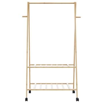 Suport pentru haine cu rafturi și roți 96x45,5x155,5 cm bambus - Img 4
