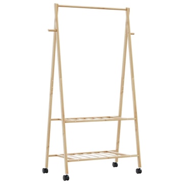 Suport pentru haine cu rafturi și roți 96x45,5x155,5 cm bambus - Img 5