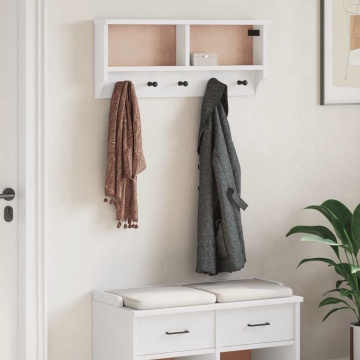 Suport pentru haine SANDNES alb 87x12x35 cm lemn masiv de pin - Img 3
