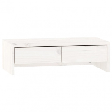Suport pentru monitor, alb, 50x27x15 cm, lemn masiv pin - Img 2