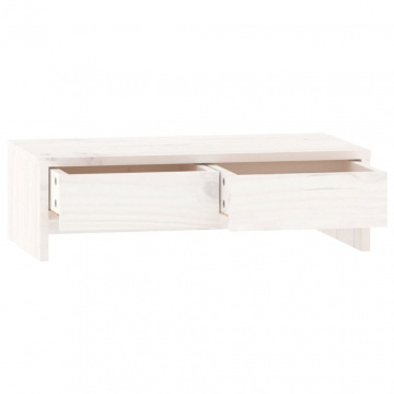Suport pentru monitor, alb, 50x27x15 cm, lemn masiv pin - Img 5