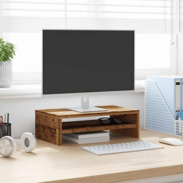 Suport pentru monitor Lemn vechi 42x24x13 cm Lemn prelucrat - Img 3