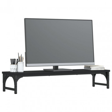 Suport pentru monitor, negru, 85x23x15,5 cm, lemn compozit - Img 3
