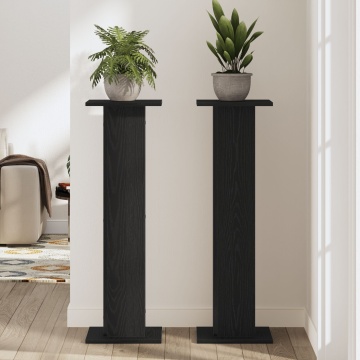 Suport pentru plante 2 buc Negru Stejar 30x30x95 cm Lemn prelucrat - Img 4
