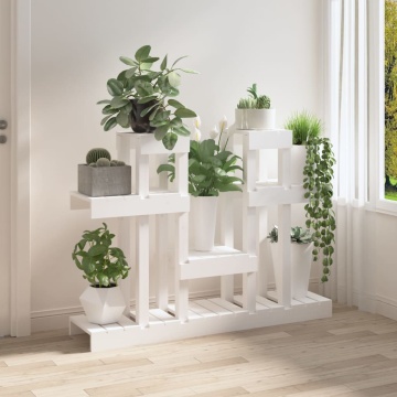 Suport pentru plante, alb, 104,5x25x77,5 cm, lemn masiv de pin - Img 3