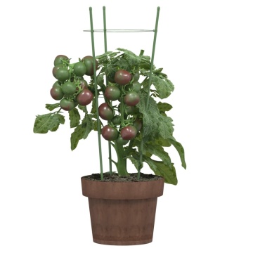 Suport plante de grădină cu 3 inele, 5 buc, verde, 45 cm, oțel - Img 3