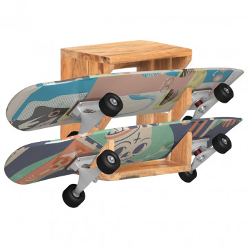 Suport skateboard de perete 25x20x30 cm lemn masiv de acacia - Img 7