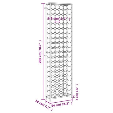 Suport sticle vin, 95 de sticle negru 54x18x200 cm fier forjat - Img 6