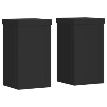 Suporturi de plante, 2 buc., negru, 10x10x18 cm, lemn prelucrat - Img 2