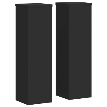 Suporturi de plante, 2 buc., negru, 17x17x60 cm, lemn prelucrat - Img 2