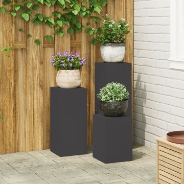 Suporturi pentru Plante Exterioare Pilon 3 buc Black Oțel - Img 1