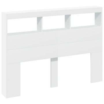 Tăblie cu dulap și LED, alb, 140x17x102 cm - Img 3