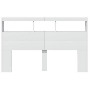 Tăblie cu dulap și LED, alb, 160x17x102 cm - Img 5