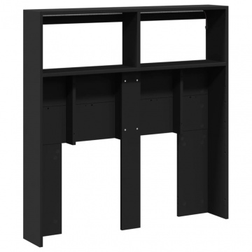 Tăblie cu dulap și LED, negru, 100x17x102 cm - Img 7