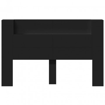 Tăblie cu dulap și LED, negru, 160x16,5x103,5 cm - Img 5