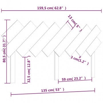 Tăblie de pat, alb, 159,5x3x80,5 cm, lemn masiv de pin - Img 5
