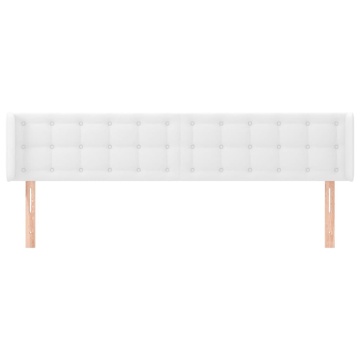 Tăblie de pat cu aripioare alb 183x16x78/88 cm piele ecologică - Img 3