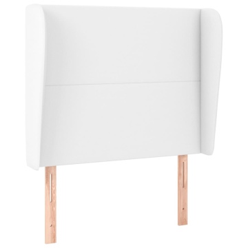 Tăblie de pat cu aripioare, alb, 93x23x118/128 cm, piele eco - Img 2