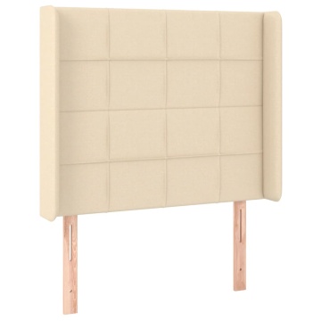 Tăblie de pat cu aripioare, crem, 103x16x118/128 cm, textil - Img 2