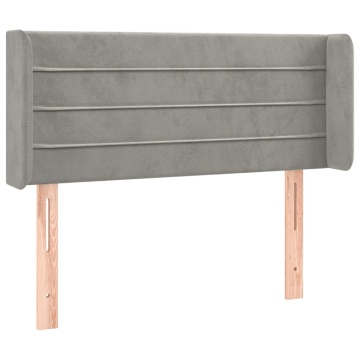 Tăblie de pat cu aripioare gri deschis 103x16x78/88 cm catifea - Img 2