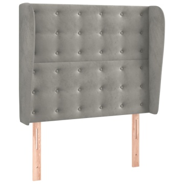 Tăblie de pat cu aripioare gri deschis 103x23x118/128cm catifea - Img 2