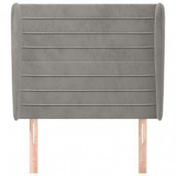 Tăblie de pat cu aripioare gri deschis 103x23x118/128cm catifea - Img 3