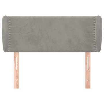 Tăblie de pat cu aripioare gri deschis 103x23x78/88 cm catifea - Img 3
