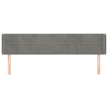 Tăblie de pat cu aripioare gri deschis 163x16x78/88 cm catifea - Img 3