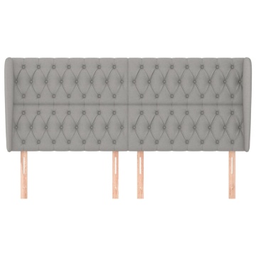 Tăblie de pat cu aripioare gri deschis 183x23x118/128 cm textil - Img 3