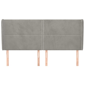 Tăblie de pat cu aripioare gri deschis 183x23x118/128cm catifea - Img 3