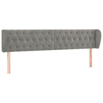 Tăblie de pat cu aripioare gri deschis 183x23x78/88 cm catifea - Img 2