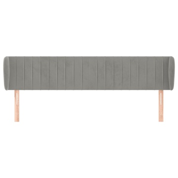 Tăblie de pat cu aripioare gri deschis 183x23x78/88 cm catifea - Img 3