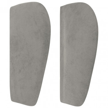 Tăblie de pat cu aripioare gri deschis 183x23x78/88 cm catifea - Img 4
