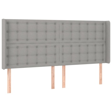 Tăblie de pat cu aripioare gri deschis 203x16x118/128 cm textil - Img 2