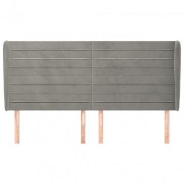 Tăblie de pat cu aripioare gri deschis 203x23x118/128cm catifea - Img 3