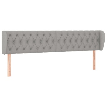 Tăblie de pat cu aripioare gri deschis 203x23x78/88 cm textil - Img 2
