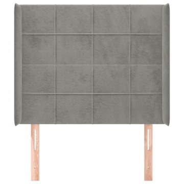 Tăblie de pat cu aripioare gri deschis 83x16x118/128 cm catifea - Img 3